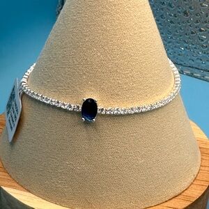 NWT Pandora Silver slider Bracelet with Deep Blue and white sapphires